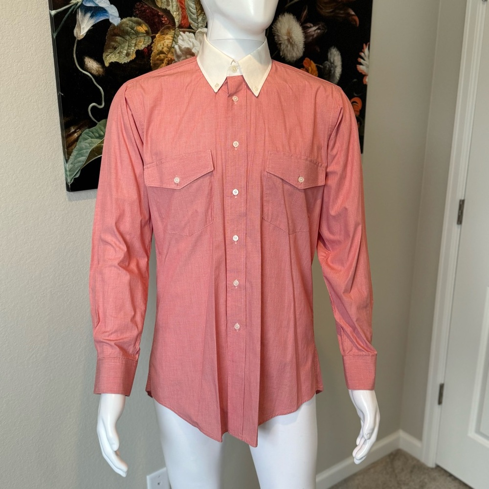White and Red Dress Shirt with Long Sleeves